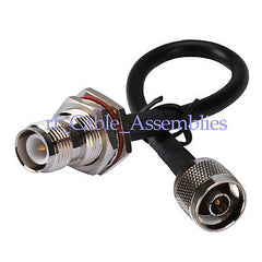 Superbat N male plug to RP-TNC female bulkhead O-ring straight pigtail cable RG58 wifi