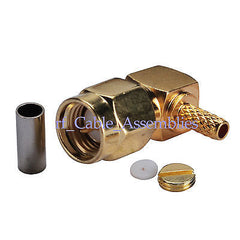 15X SMA-Stecker rechtwinklig Löt-Crimp RG174 RG316 LMR100 Kabel HF-Anschluss