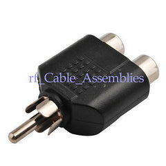 10x RCA AV Audio Y Splitter Plug Adapter 1 Male to Double Female Adapter NEW