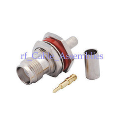 RP-TNC Female Jack nut bulkhead Crimp for RG58 RG142 LMR195 RG400 RF connector
