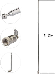 Superbat FM Telescopic Antenna Kit 75 Unbal F Type Connector DAB Radio Replacement Antenna for TV AM FM Radio Stereo Receiver Bose Wave etc.