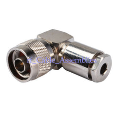 N Type Plug Male Right Angle Clamp LMR195 RG58 RG142 RG400 cable RF Connector