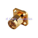 SMA 4 hole panel mount Plug Connector with solder post terminal short version