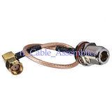 Superbat N Jack Female to RP-SMA Plug right angle male pigtail Cable RG316 15cm for wifi
