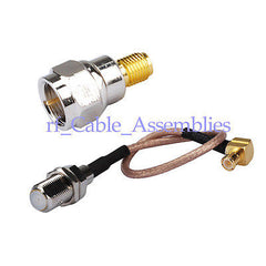 Superbat F female bulkhead to MCX right angle male RA pigtail cable RG316 + adapter SMA-F