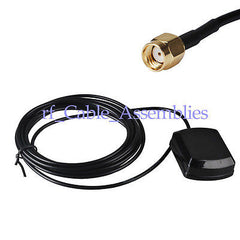 Car Tracking Navigation GPS Active Antenna RP SMA connector 2M/3M/5M 48x39x15mm