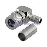 QMA male plug right angle crimp for LMR195, RG58,RG142,RG400 Cable RF connector