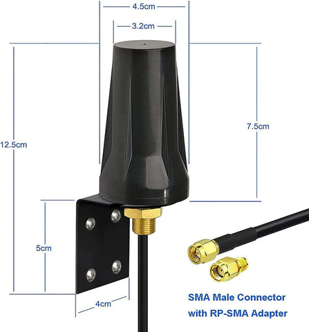 Superbat Antenne MIMO 4G LTE Ultra Plate Omnidirectional Double SMA Mâle - 3m RG174 - Gain 2.5dBi - Pour Routeur 4G Voiture & Maison