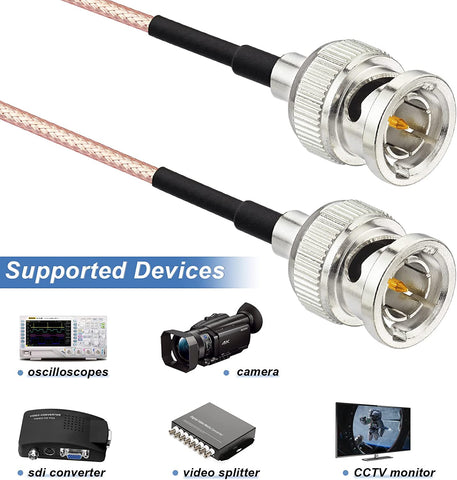 Superbat Coiled SDI Cable - BNC To BNC, 75 Ohm, 1m (Extends To 3ft), Right Angle For HD/3G-SDI Video