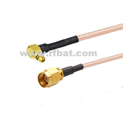 MMCX-Stecker rechtwinklig auf SMA-Stecker gerades Pigtail-Kabel RG316 15 cm