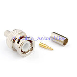10pcs BNC male plug crimp for RG58 LMR195 RG142 coax cable straight RF connector