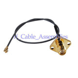 Superbat RF pigtail cable SMA female with flange 4 hole to IPX / u.fl cable 1.37mm 30cm