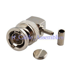 Superbat BNC male Plug Right Angle 90 degrees RF connector 75ohm Crimp RG179 RG316 cable