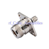 Superbat 10pcs SMA female Jack to N Jack 4 hole Panel Mount straight RF connector adapter