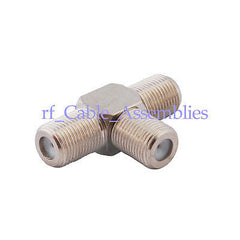 RF CONNECTOR adapter F Jack to Jack to Jack female  T  Type 3 Way RF Adapter