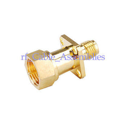 SMA Jack female to F Plug Panel Mount straight RF Adapter Connector Goldplated