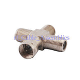F-Type Plug Male To 3x Female Jack  +  Type 4 Way RF Coaxial Adapter Connector