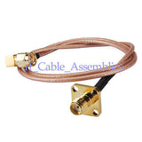 10x SMA jack 4 hole panel mount to SMA male right angle Pigtail cable RG316 20cm