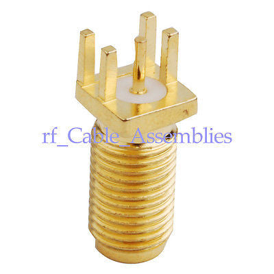Superbat 10pcs RP-SMA female male pin End Launch Jack PCB Mount long v ...