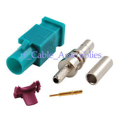 Superbat Fakra crimp male plug RF connector Waterblue /5021 Neutral coding long version