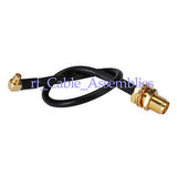 Superbat RF cable RF RP SMA Jack plug nut bulkhead to MMCX male right angle RG174 pigtail