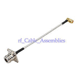 Superbat SMA plug male right angle to N jack female panel solder 0.141  cable RG402 30cm