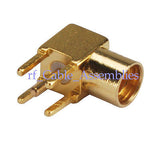Superbat MMCX female thru hole Jack Right Angle PCB Mount with solder post RF Connector