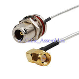Superbat SMA male plug right angle to N female Bulkhead Semi-Flexible cable RG405 0.086