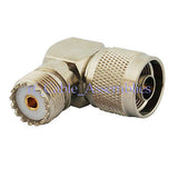 N-Type male to UHF SO239 SO-239 female jack right angle Coax adapter connector