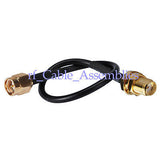 Superbat SMA plug male to SMA female bulkhead pigtail Coxial Cable RG174 15cm for wireles
