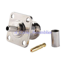 N female jack 4 hole Panel Mount crimp for RG58 LMR195 RG142 cable RF connector