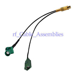 2X RCA Jack female to Fakra  E  male & female pigtail cable 2 RG174 15cm for TV