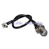 10pcs F-Type Female Jack to CRC9 plug right angle pigtail cable RG174 for Huawei