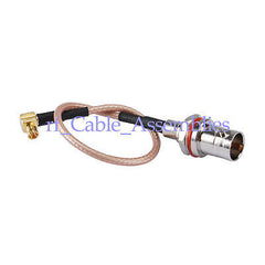 Superbat MCX male right angle to BNC female bulkhead O-ring pigtail cable RG179 75ohm 1M
