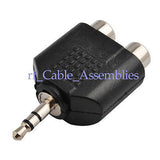 10pcs 3.5mm Plug male to 2 RCA Jack female Straight Audio Cable Adapter
