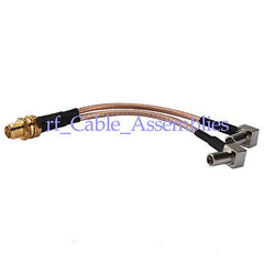 Superbat RP SMA female to Y type 2xMS-147 RA Splitter Combiner cable jumper pigtail RG316