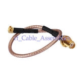 2x SMA female Jack to MMCX plug male right angle pigtail cable RG316 for wieless