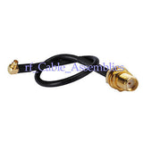 Superbat RF Jumper cable SMA female nut bulkhead to MMCX male right angle RG174 pigtail