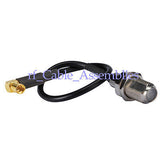 Superbat MMCX Jack right angle to F female pigtail cable RG174