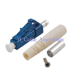 LC Fiber Optic Connector, Singlemode, Blue Housing, 3.0 mm, White boot