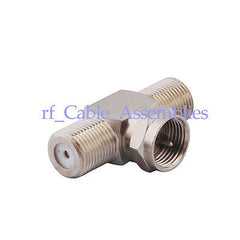 F-Type adapter F Plug to Jack to Jack female  T  Type 3 Way RF Adapter