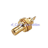 SMB Jack male panel mount with nut and solder cup RF connector Goldplated